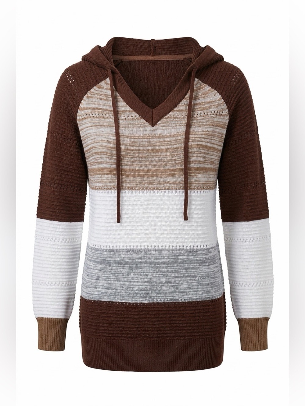 Brown and White Striped Women's Sweater
